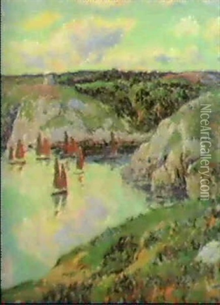 Voiliers, Cote Bretonne Oil Painting - Henry Moret