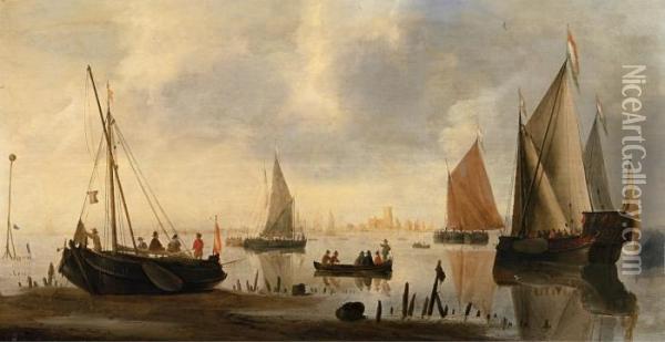 Seestuck Mit Der Ansicht Von Dordrecht Oil Painting - Jacob Adriaensz. Bellevois