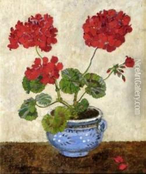 Geranium Dans Un Pot Oil Painting - Henri Claudius Forestier