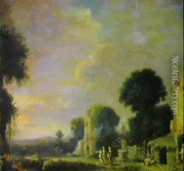 Paesaggio Con Ruderi E Figure Oil Painting - Bartholomeus Breenbergh