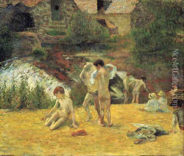 The Moulin du Boid d'Amour Bathing Place Oil Painting - Paul Gauguin