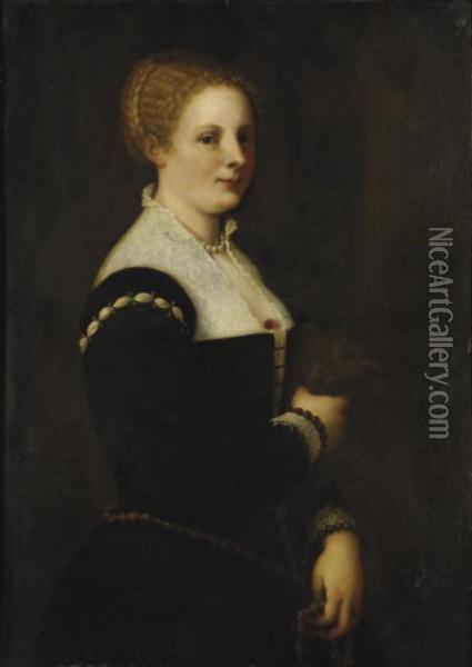 Portrait D'une Venitienne (elisabetta Querini Massola ?) Oil Painting - Tiziano Vecellio (Titian)