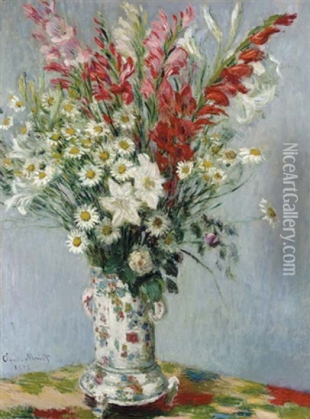 Bouquet De Glaieuls, Lis Et Marguerites Oil Painting - Claude Monet