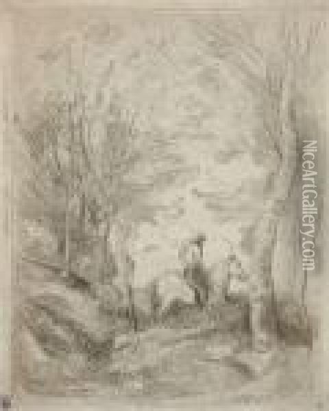 Rider In The Barbizon Forest Oil Painting - Jean-Baptiste-Camille Corot