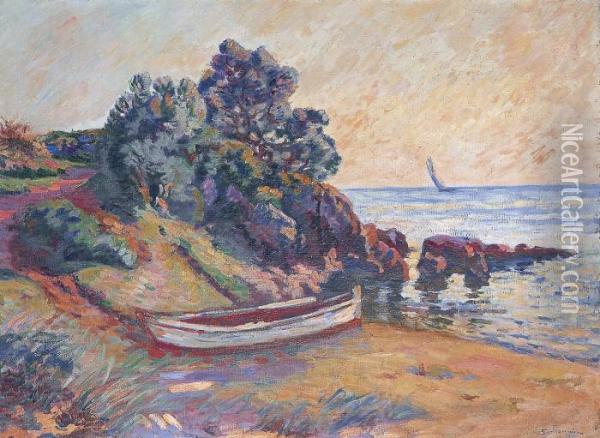 Barque A Agay Oil Painting - Armand Guillaumin