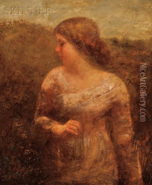 Portrait Of A Young Woman In A Field Oil Painting - George Fuller
