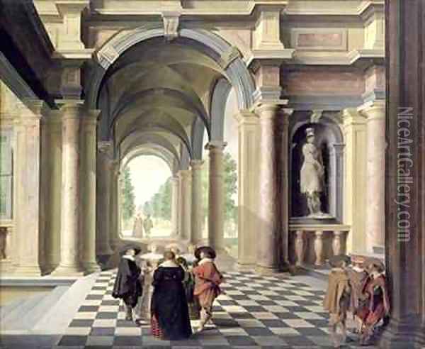 A Renaissance Hall Oil Painting - Dirck Van Delen