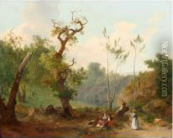 Scene Galante A L'oree D'un Bois Oil Painting - Nicolas-Didier Boguet