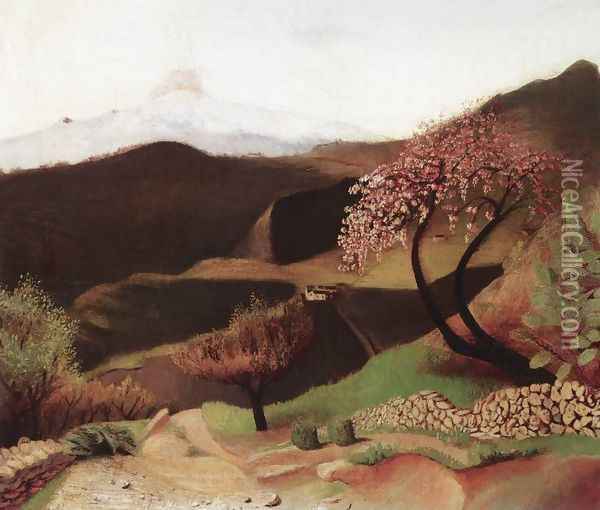 Mandulaviragzas (Olaszorszagi taj), 1901-02 Oil Painting - Tivadar Kosztka Csontvary