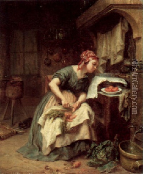 The Political Cook Oil Painting - Pierre Edouard Frere