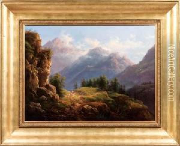 Paesaggio Delle Alpi(valle Sasna) Oil Painting - Giovanni Renica