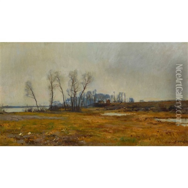 Herbstliche Landschaft Oil Painting - Pierre Emmanuel Eugene Damoye