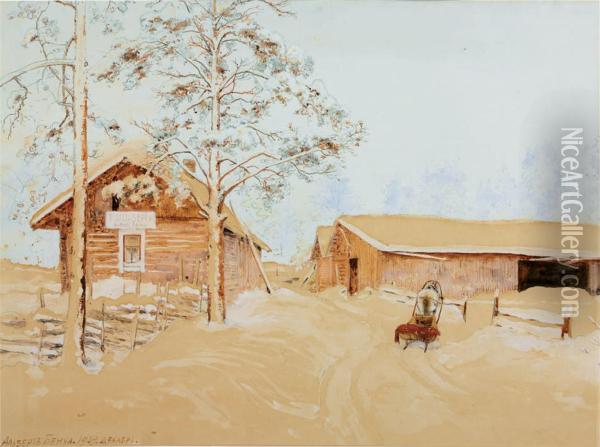 Finnish Yard Oil Painting - Albert Nikolaivich Benua