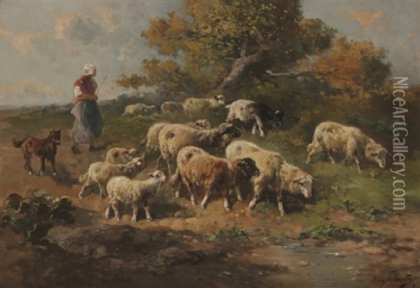 Bergere Aux Moutons Oil Painting - Henry Schouten