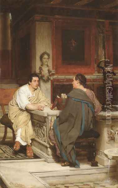 The Discourse (or A Chat) Oil Painting - Sir Lawrence Alma-Tadema