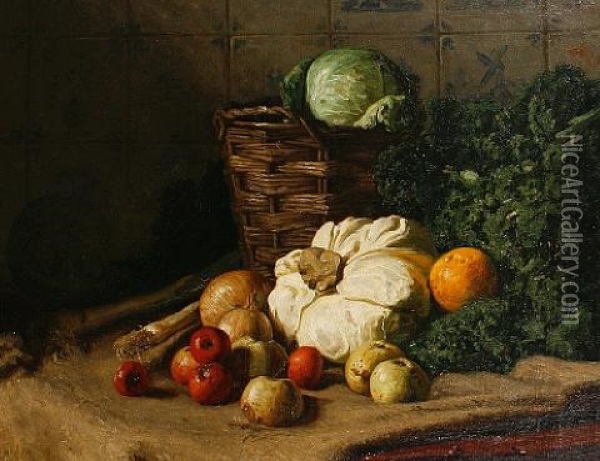A Still Life Of Vegetables Oil Painting - August Johannes le Gras