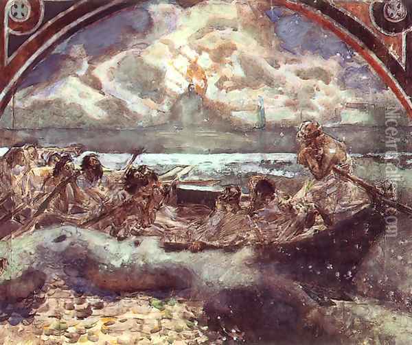 Walking on Water Oil Painting - Mikhail Aleksandrovich Vrubel