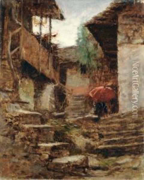 Case A Miazzina Oil Painting - Achille Tominetti