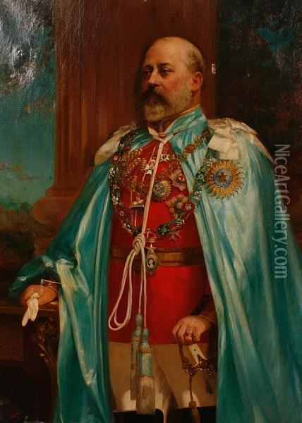 A Portrait Of King Edward Vii Oil Painting - D. Downey