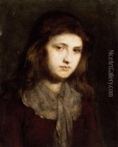 Female Portrait Oil Painting - Bertalan Szekely Von Adamos