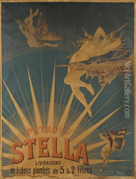 Petrole Stella Livaisons En Bidons De 5 & 2 Litres. Paris:courmont Freres C. 1897, Approx 98cm By 128cm Oil Painting - Henri Gray