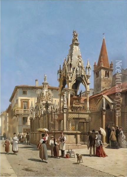 The Arche Scaligere, Verona Oil Painting - Jacques Carabain