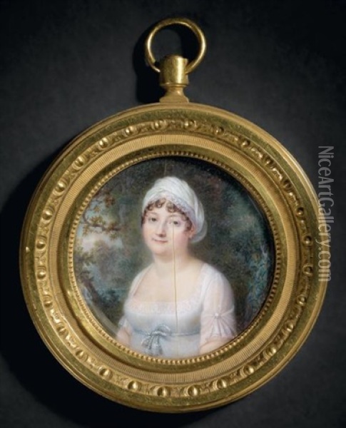 Portrait De Madame Henriette-sophie De La Fontaine, Epouse De Coincy, Cousine Germaine De Madame Augustin Oil Painting - Jean Baptiste Jacques Augustin