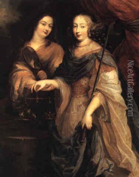 Allegorical Portrait Of Anne Of Austria As Justice Oil Painting - Charles Beaubrun