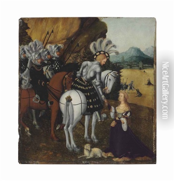 The Emperor Maximilian I Idealized As Saint George Oil Painting - Lucas Cranach the Elder