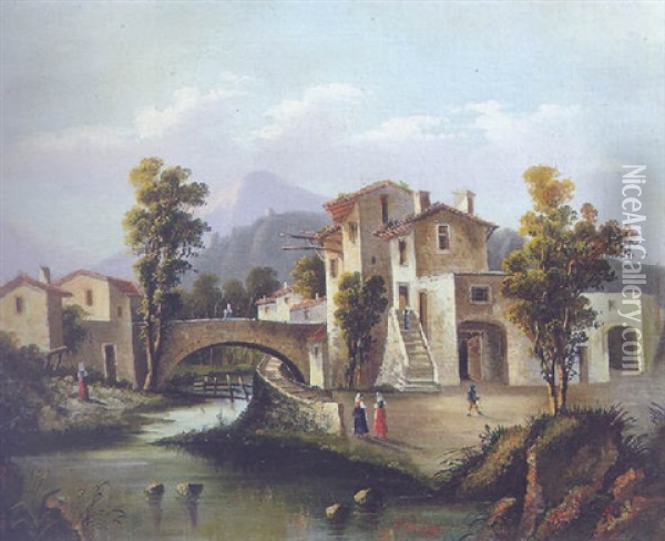 Veduta Di Villaggio Oil Painting - Pierre Bonirote