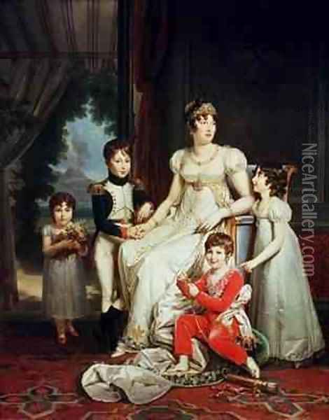 Caroline Bonaparte 1782-1839 and her Children Oil Painting - Baron Francois Gerard