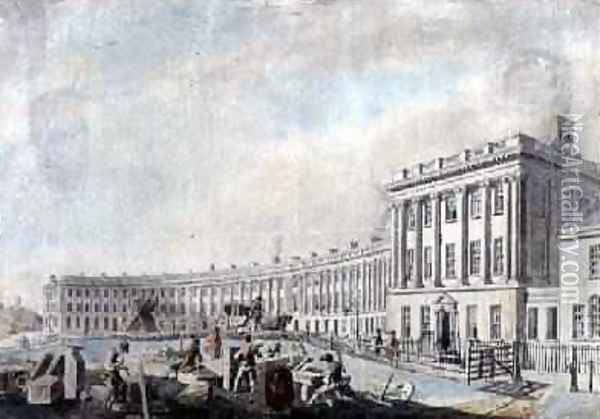 The Completion of the Royal Crescent Bath 1769 Oil Painting - Thomas Malton, Jnr.