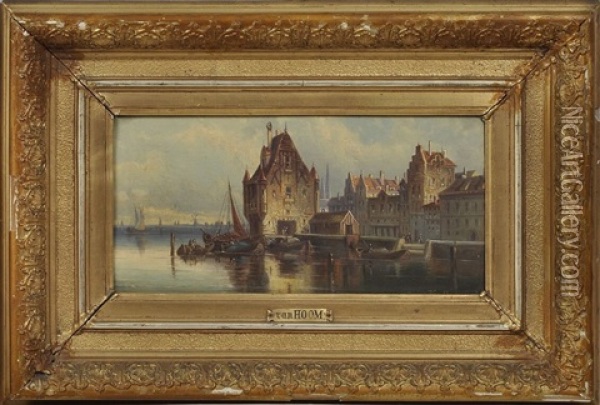 Hollandische Hafenstadt Oil Painting - Ludwig Hermann
