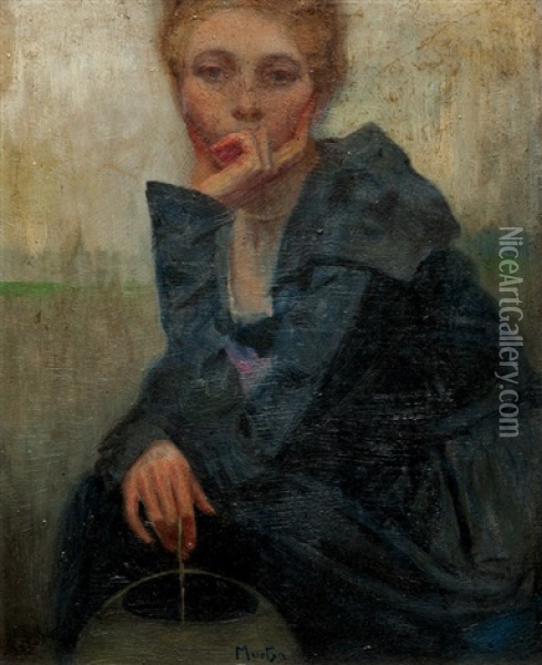 Portret Divky Oil Painting - Alphonse Mucha