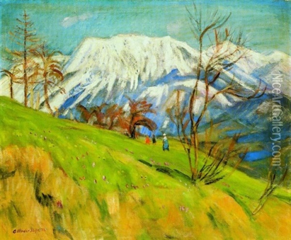 Marzsonne Am Gailenberg - Iseler Im Schnee Oil Painting - Otto Modersohn