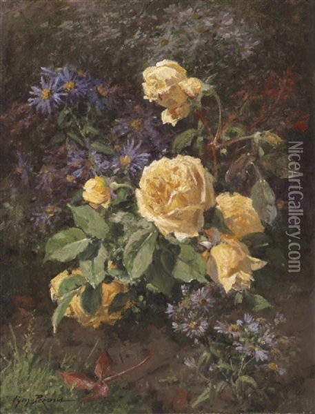 Blumenstuck Mit Gelben Rosen Oil Painting - Aymar (Aimard Alexandre) Pezant