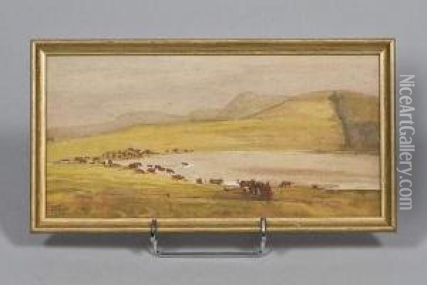 Troupeau De Vaches Pres D'un Lac Oil Painting - Maurice Busset