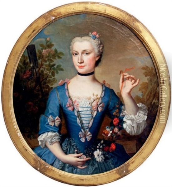 Portrait De Jeune Femme En Jardiniere Oil Painting - Jean-Martial Fredou