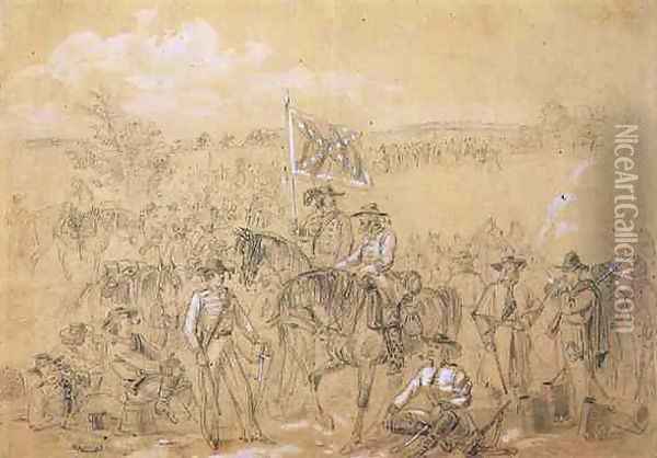 The First Virginia Cavalry at a Halt, from Harpers Weekly, 27th September 1862 Oil Painting - Alfred R. Waud
