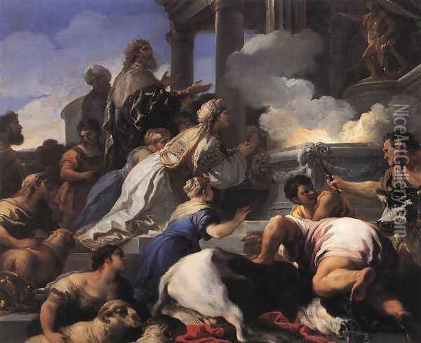Psyche's Parents Offering Sacrifice to Apollo 1692-1702 Oil Painting - Luca Giordano