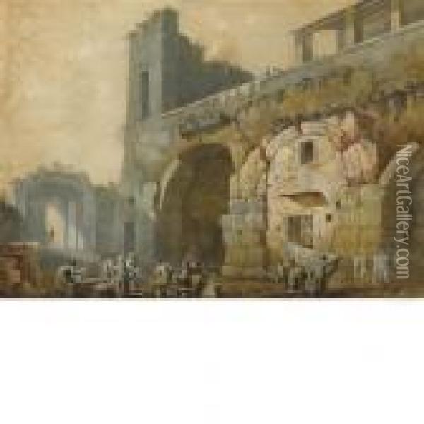 Anfiteatro Flavio A Pozzuoli Oil Painting - Charles Louis Clerisseau