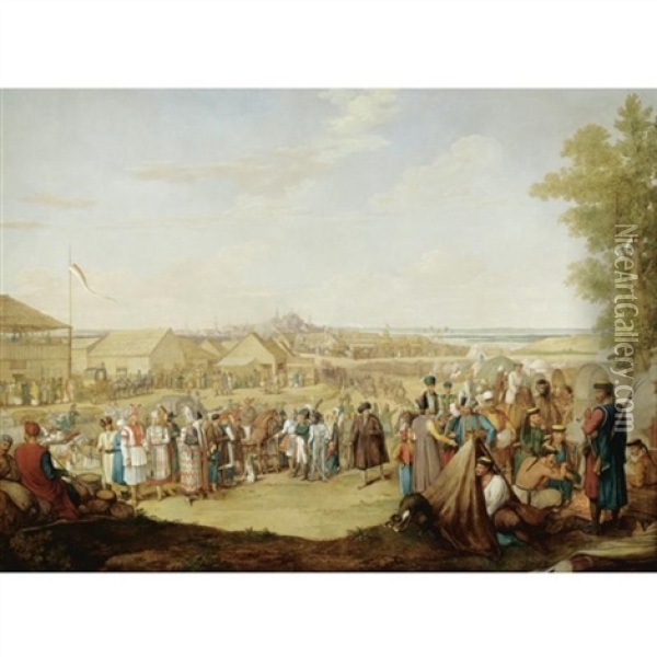 The Visit Of Emperor Nicholas I To The Market Atnizhny Novgorodin Oil Painting - Georg Emanuel Opitz