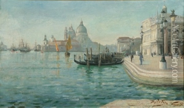 Vue De Venise Oil Painting - Hippolyte Leroy