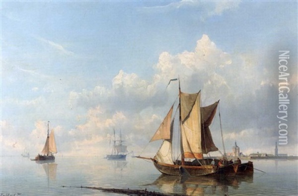 Marinelandschaft Oil Painting - Hermanus Koekkoek the Younger