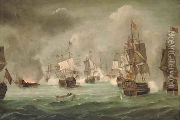 The battle of Cape St. Vincent, 14th February 1797 Oil Painting - Robert Ernest Roe