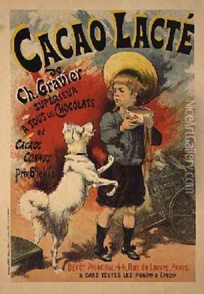 Reproduction of a Poster Advertising 'Gravier's Chocolate Milk Oil Painting - Lucien Lefevre