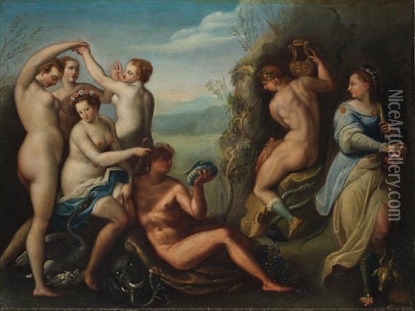 Reizvolle Szenerie Mit Figuren Aus Bibel Und Mythologie Oil Painting - Hans Von Aachen