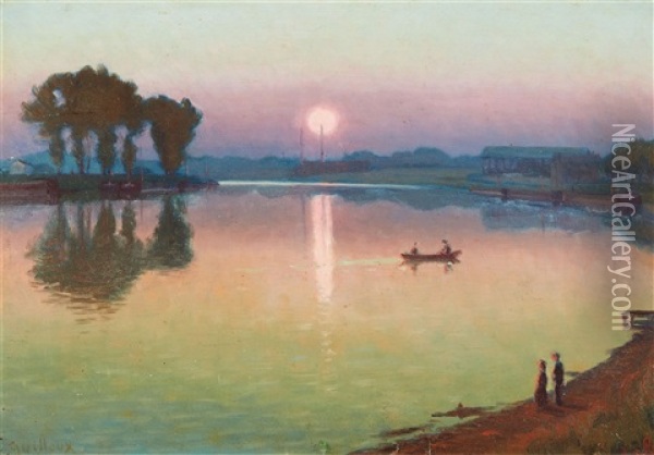 Abenddammerung An Einem See Oil Painting - Charles Victor Guilloux