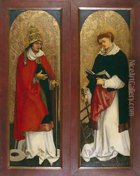 Two Wings of an Altarpiece of Deacons, c.1508-1510 Oil Painting - Hans Leonhard Schaufelein