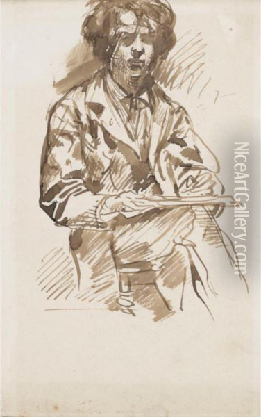 Portrait De Jeune Homme Oil Painting - Alfred Dehodencq